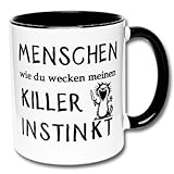 Lustige Tasse „Menschen wie du ... Kaffeebecher Katze | Kaffeetasse | Geschenk für Kollegen | Katzentasse (A: Schwarz-Weiße Tasse)