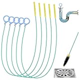 Abflussreiniger Spirale 5 Stück Rohrreinigungsspirale Sticks 100cm Abflussspirale Haarfänger Abflussschlange AntiBruch Stahl Nylonbeschichtung Rohrreinigungsbürste für Küche Badezimme Abwasserkanäle