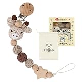 Bohrma Handgemachte Kaninchen Design für Kinderwagen 2-in-1 Schnullerkette Cup Catcher BPA-frei Sicherheitsgurt für Verstellbarer Kinderwagenkette zum Aufhängen von Trinkbecher Halteriemen