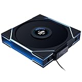 Lianli ARGB Gehäuselüfter, 140 mm, Reverse Blade Modell, UNI Fan RS TL LCD Wireless 140 BK, Einzelpack, 2,4 GHz kabellos, 4,1 cm LCD, FDB LCP Lüfterblatt UF-RS-TL140-LCD-WLS-1B