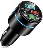 Mohard Bluetooth Adapter Auto, Ganzmetall FM Transmitter Auto Bluetooth mit PD 30W & QC3.0 18W Schnellladung, Freisprechanlage Bluetooth5.3, Rauschunterdrückung Mikrofon, Ringlicht