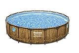 Bestway Power Steel Swim Vista Series Frame Pool Komplett-Set mit Filterpumpe Ø 549 x 122 cm, Holz-Optik (Pinie), rund