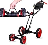 Golf Push Cart 4 Rad Elektro-Golfcarts, Faltbarer Golfhalter mit verstellbarem Schiebegriff und Scorecard und Fußbremse Multifunktionspanel