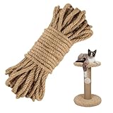 Juteseil 10mm Jutekordel 25M Dicke Jute Schnur Handlaufseil Schiffstau Schnur Jute Hanfseil Gartenseil Tau Seil für DIY Haus Dekoration Handwerk Gartenarbeit Kratzbaum