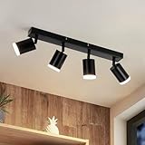 Schiele Deckenstrahler 4 Flammig Schwarz,Deckenlampe Strahler Schwenkbar Deckenleuchte GU10,Modern Deckenlampe Deckenspot Deck,LED Deckenstrahler für Küche,Schlafzimmer,Wohnzimmer(Ohne Leuchtmittel)