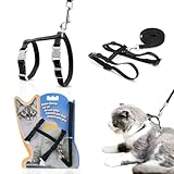 Katzengeschirr mit Leine, Verstellbare Geschirre Katzenleine, Nylon Geschirre Katzenleine, Katzengeschirr Ausbruchsicher 120cm, Ausbruchsichere Katzenweste mit Leine für Kätzchen Welpe Kaninchen