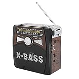 Tragbares Drahtloses Radio, Tragbares 3-Band FM/AW/SW-Batterieradio, Vollfrequenz-Radio mit LED-Leuchten und um 360 Grad Drehbarer 5-Sektions-Elektroantenne (Brown)