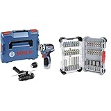Bosch Professional 12V System Akku-Bohrschrauber GSR 12V-35 FC (inkl. 1 x Bohrhammeraufsatz, 1 x Bohrfutteraufsatz, Zusatzhandgriff) + 43x Extra Hard Schrauberbit-Set (197 x 110,5 mm, Zubehör)