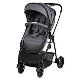 Safety 1st Hello 2-in-1 Duo Kinderwagen, wendbar und neigbar, Sitz verwandelt sich in eine Babywanne, einen Fußsack, einen Regenschutz und Babysitz-Adapter, Schwarz Chic