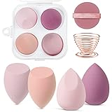 AUAUY 4 PCS Make up Schwamm Set, Foundation Blending Beauty Sponge, Beauty Makeup Schwämme Blender für Flüssigkeit Foundation Puder Sonnenschutz und Creme mit 1 Schwammhalter, 1 Puderquaste