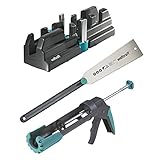 wolfcraft Geling-Set Sockelleisten I 6977000 I Komplettset aus Schmiege & Schneidlade, Japansäge und Kartuschenpresse MG 200 I zum Zuschneiden und Anbringen von Sockelleisten bis 70 mm