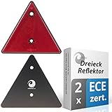 valonic Dreieck Rückstrahler, 2 Stück - zertifiziert nach ECE: R3.02 Class IIIA (für Strassenverkehr)- 15cm - Reflektor für Anhänger - rot - keine Schrauben enthalten