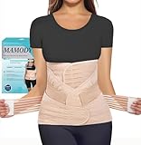 MAMODY 3 in 1 Postpartum Gürtel für Damen, Bauchgurt Nach Geburt, Rückbildungsgürtel Nach Geburt, Bauchgurt Nach Op, Postpartum Belly Wrap, Bauchbandage (Beige, S/M)