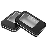 Veemoon 2 Stück Kleiner Weißblechdose mit Transparentem Fensterdeckel Kleine Aufbewahrungsbox für Abzeichen und Schmuck Glatte Kanten Kompakte Blechdose für Haus Büro