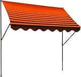 Angerer Klemmmarkise Exklusiv mit Handkurbel, Terrasse/Balkon, einfache Montage ohne Bohren, Made in Germany, hochwertiger Stoff, UV-beständig, höhenverstellbar, wasserabweisend, 300 cm Orange-Braun