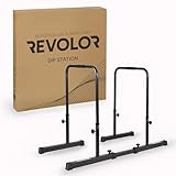 REVOLOR Dip Station Bar Barren – Höhenverstellbar, Breitenverstellbar, bis 200 kg belastbar – mit Verbindungsstück, rutschfest – für Calisthenics, Dips & Krafttraining