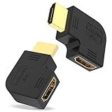 VCELINK 8K HDMI Winkelstecker, HDMI 90 und 270 Grad Winkel, HDMI 2.1 Kabel Abgewinkelt Stecker auf Buchse, 8K@60Hz / 4K@120Hz, eARC, HDR, Dolby für Wandmontage TV/Laptop/Roku Stick/PS5