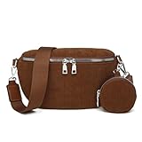 Travistar Umhängetasche Damen Klein Bauchtasche Damen Cord Tasche Crossbody Bag Damen mit Geldbörse Kreditkartenfächer Breitem Schultergurt Gürteltasche Brusttasche Damen Schultertasche Braun