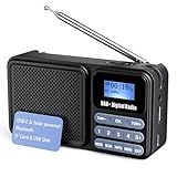 Gallypek tragbares DAB Radio, DAB Plus/FM Radio mit Bluetooth 5.0& 80 Voreinstellungen Küchenradio mit Kabel oder 2200mAh Akkubetrieb, Support Solar& USB Charing USB Flash Drive/TF/AUX Anschluss