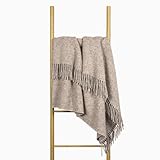 Wolldecke 140x200, 100% Schurwolle, warme & langlebige Decke, weiche Wohndecke Wolle, kuschelige Decke Wolle für Sofa & Bett, Hochwertige Schurwolldecke mit Fransen - Nostra ZELANDIA Wool Blanket