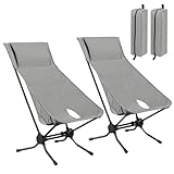 WOLTU Klappstuhl Faltstuhl 2er-Set, Campingstuhl Ultraleicht Angelstuhl faltbar aus Aluminium, Camping Stuhl klappbar für Outdoor, mit Tragtasche, bis 150 kg belastbar, Grau, CPS8157gr-2