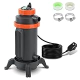 Eikuavons Poolheizung Ø 17 x 42 cm, Warmwasser Heizung für Pools, Schwimmbadheizung mit automatischer Isolierung, 32-38mm Anschluss, Erweiterbar Pool Heizung Heizung Wasser