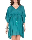 likemary Strandvertuschungen für Frauen UK – Kimonos und Kaftan, Strandvertuschungen, ideal für Urlaub und Loungewear in Boho-Drucken, aqua blue, One size