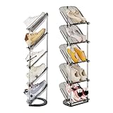 Patinao Schuhregal Schmal mit 5 Ebenen, Platzsparend Schräg Schuhablage, Schuhschrank Schuhaufbewahrung Shoe Rack Schuhbank Schuhe Schrank Schuh Regal Organizer Schuhständer Schuhorganizer