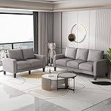 Kiyah Modern Living Room Furniture Sofa in Light Grey Fabric 2+3 Seat,Sofa