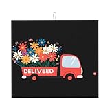 Abtropfmatte für Küche VVXBHGR Blumen LKW Drucke ultra saugfähig, wendbar und stilvoll Küche Arbeitsplatte Matte