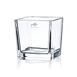 Glasvase CUBE Glasvase Teelichtglas Windlicht Vase Glas Würfel, 10 cm