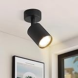 ZMH LED Deckenleuchte Schwarz Deckenstrahler: GU10 Deckenlampe Spots 1 Flammig 330°Schwenkbar Deckenspots Modern Flurlampe Industrial Wandstrahler für Wohnzimmer Schlafzimmer Küche Ohne Leuchtmittel