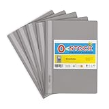5 x Schnellhefter A4, Farbe Grau, stabil, transparente Vorderseite, Metall-Abheftmechanik, made in Germany