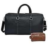 Männer Business Reisetasche, einstellbare große Kapazität Tragen Sie auf Duffel Tasche PU Leder wasserdichte Weekender Tasche,Nacht Tasche für Männer Frauen (Black)