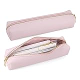 iSuperb Federmäppchen Leder Mäppchen Unisex Teenager Stiftetasche Stiftemappe Federtasche Pencil Case Schulmäppchen für Schule Büro Mädchen Damen Student Geschenk (Rosa)