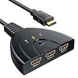 GANA HDMI Splitter HDMI Switch HDMI Splitter 3 in 1 Out HDMI Verteiler Signal ist Stabil und Glatt UHD HDMI Switcher für Supports Switch, PS4, X-Box, HDTV, Laptop, PC, Spielkonsole (1080P)