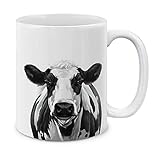 MUGBREW Keramik-Kaffeetasse mit schwarzen Punkten, Teetasse, 325 ml, bedruckte Kaffeetassen, lustige Kaffeetassen, Milchbecher, Keramik-Tassen, Henkelbecher