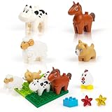 Hühner Tiere Bausteine Set - Kompatibel mit lego duplo Steine, Mit Tierfiguren, Bauplatten, Groß Blöcke und Blumen bausteinen, Spielzeug Geschenk für 2-5 Jahre Kinder