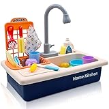 Acelane Küchenspielzeug mit Wasserkreislauf für Kinder ab 3 Jahre - Geschirrspüler, Spülbecken, Rollenspiel Spielset für Jungen und Mädchen