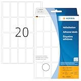 HERMA 10609 Vielzweck-Etiketten ablösbar, 480 Stück, 19 x 40 mm, 20 pro Bogen, selbstklebend, Haushaltsetiketten zum Beschriften, matt, blanko Papier Klebeetiketten Aufkleber, weiß