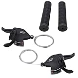 MEGHNA Fahrrad Schalthebel Set für Kurbel- und Schaltwerk, 3x6 /3x7 /3x8 Gang, MTB Schaltgriffe Index Schaltung für Mountainbike, Trekkingrad, Citybike (3x7)