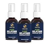 VITACTIV Melatonin Einschlafspray - Pfefferminze & Limette - 1155 Tage Vorrat, Hochdosiert - Melatonin Spray plus Passionsblumen Extrakt, Vitamine B1 und B6 - Zuckerfrei & Vegan - 150ml Sofort-Spray