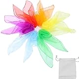 Bunte Chiffontücher,Bunt Jongliertücher,Jongliertücher,Sensorisches Werkzeug,Tanz Tücher,Square Jongliertücher,Square Bunte Tanz Chiffontücher für Kinder und Erwachsene Tanzen , 60*60 cm, 6 Stück