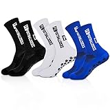 Xinstroe 3 Paare Sportsocken Fußball Herren, Anti Rutsch Grip Fußball Socken 38-46 Rutschfeste Sportsocken für Fussball Basketball Laufen Radfahren Marathon