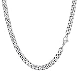 PROSTEEL Herren Collier 51cm Edelstahl Panzerkette Halskette Hip Hop Link Chain Necklace 6mm breit kubanische Gliederkette Männer Jungen Modeschmuck Accessoire für Geburtstag