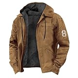 Beokeuioe Warme Winterjacke Herren Große Größen Fleecejacke mit Kapuze und Reißverschluss Thermo Jacke Pilotenjacke Winddichte Übergangsjacke Fliegerjacke Dicke Kapuzenjacke Lässige Outdoor XXS-8XL