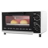 10L Mini Oven,Backofen,70-230℃ Einstellbare Temperatur Und 30 Minuten Timer, Backen,Braten,weiß,800W,Backform,Krümelfach,Handschuhe,37.5x24.2x20.7cm