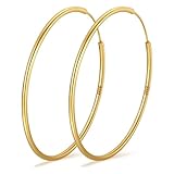 PABBEU Creolen Gold 14K Vergoldet Ohrringe Creolen Groß Dünne Ohrringe GoldCreolen Leicht Creolens Gold Groß Hypoallergen Goldene CreolenDamen Mädchen 30/40/50/60mm