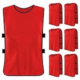 Ehuihuan 6 Stück Fußball Leibchen Kinder Set, Sport Training Lätzchen, Trainingsleibchen Basketball für Kinder, Sport Trikot Leibche für Fussball, Netzball, Rugby, Hockey, Cricket, Volleyball (Rot)