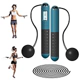 AVCXEC Schnurloses Springseil, schnurloses Springseil für Erwachsene, schnurloses Springseil mit digitalem Zähler, schnurloses Springseil, tragbar, für Fitness, Bewegung, Boxen, Fitnessstudio (Grün)